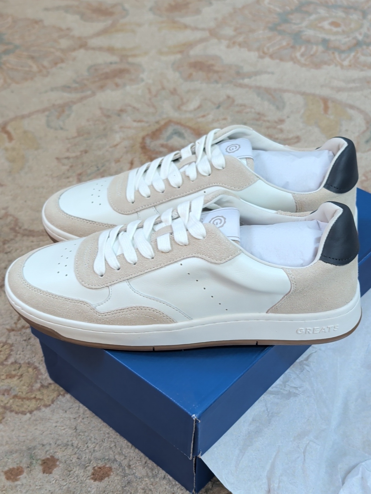 Greats Union Men's Casual White And Beige Leather Sneakers — image 3 of 8